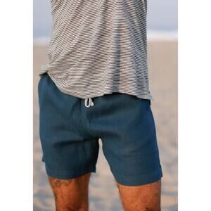 Alex Crane Drawstring Linen Bo Shorts Dusk Blue Mens Size Medium New Pockets